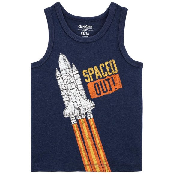 NEW Carter's Kids Infant Baby Rocket Space Ship Print Tank Top & Navy Shorts Set - Picture 3 of 5